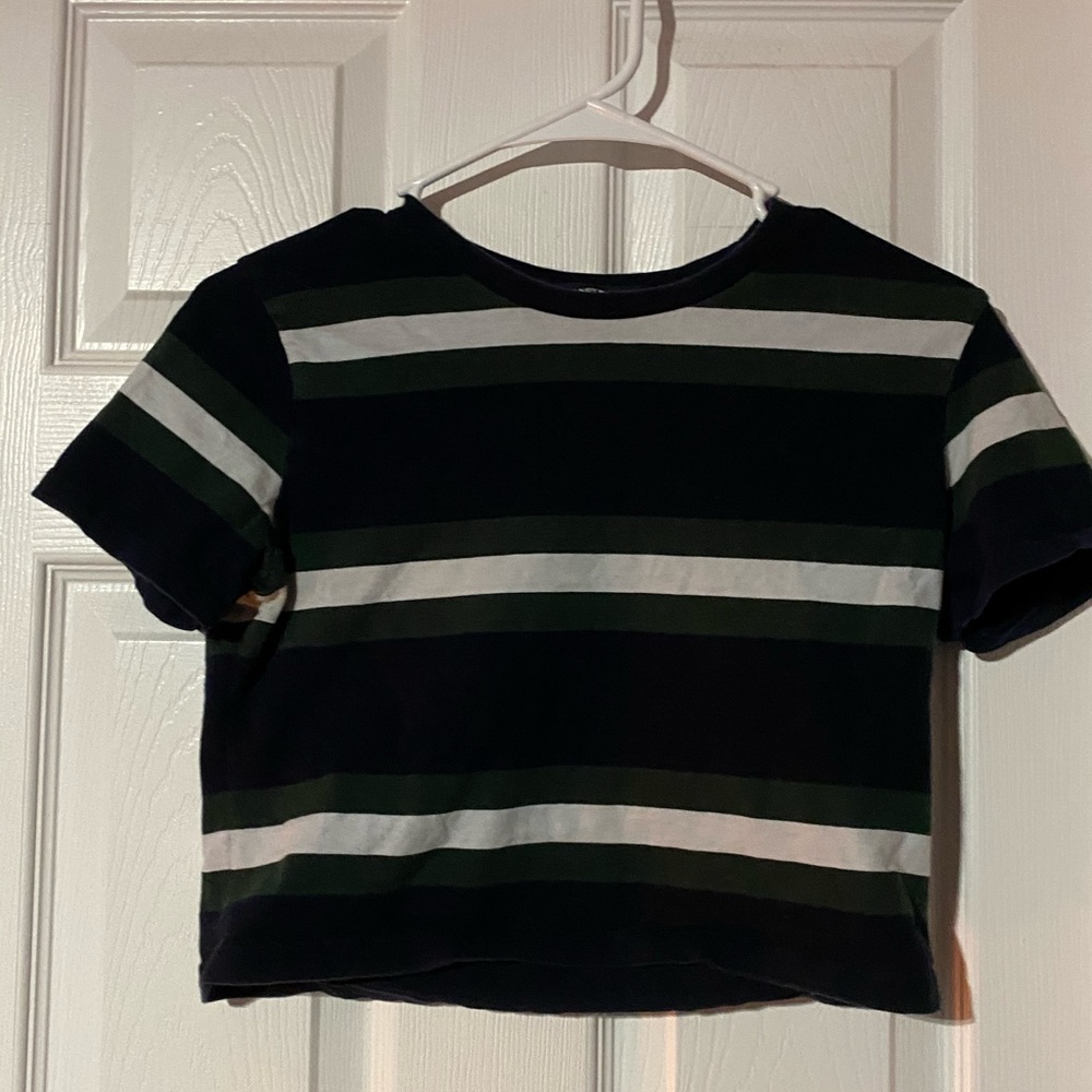 navy, green and white stripped brandy